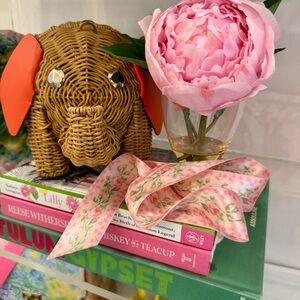 LoveShackFancy Pink Floral Ribbon Heirloom Rose Bow Hair Gift Wrap Cottagecore